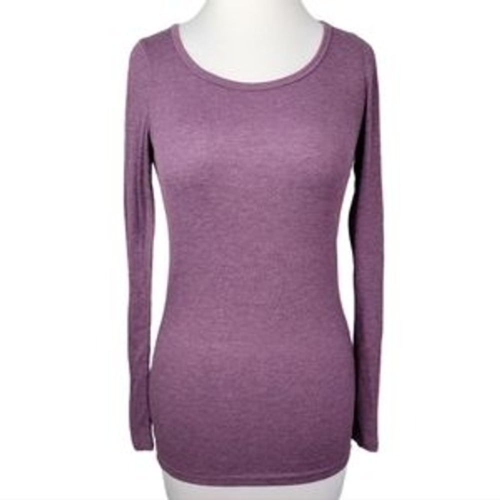 Mossimo Supply Co Purple Ribbed Long Sleeve‎ Scoop Neck Y2K Top Women's Small
